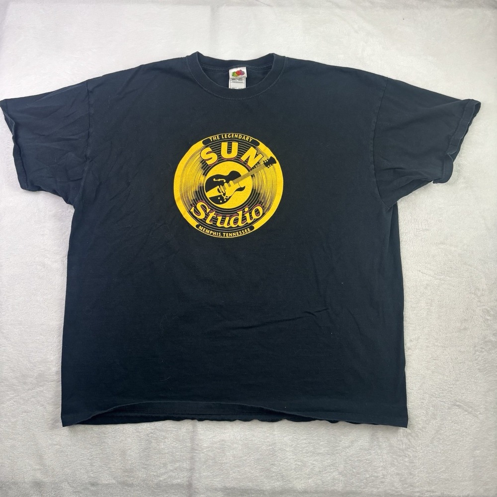 VTG Fruit of the Loom Sun Studio Memphis Tennessee Black SS Graphic Shirt 2XL